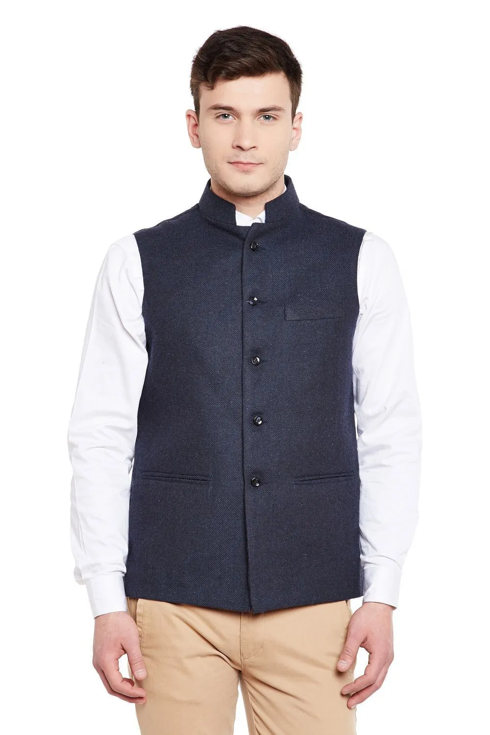 Tweed Blue1 Modi Nehru Jacket