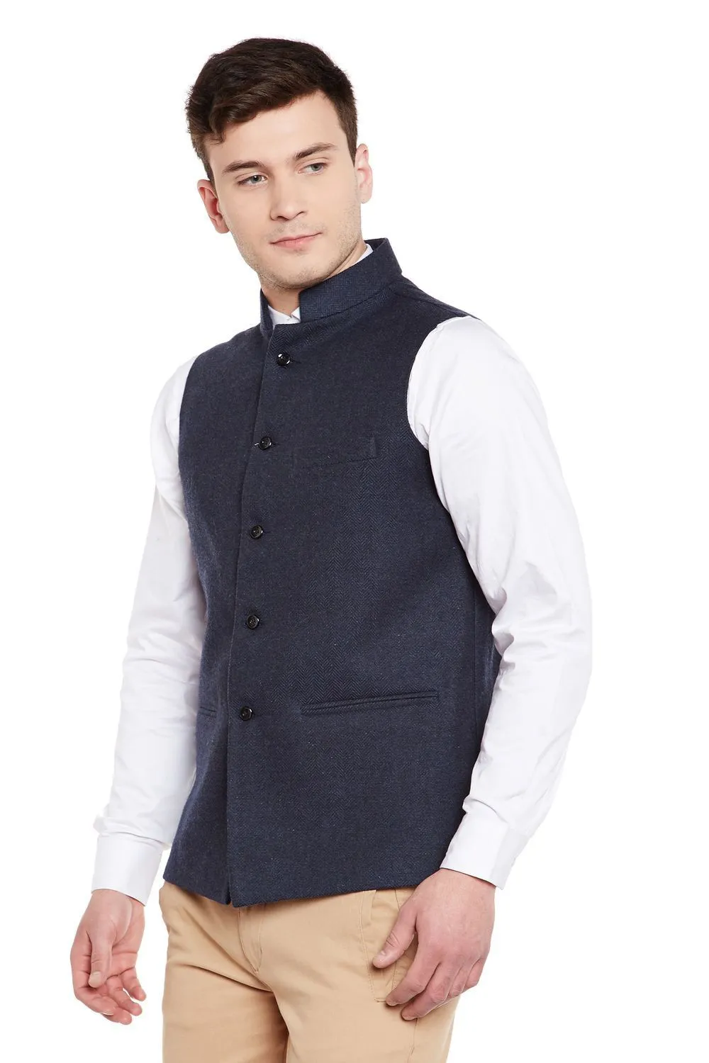 Tweed Blue1 Modi Nehru Jacket