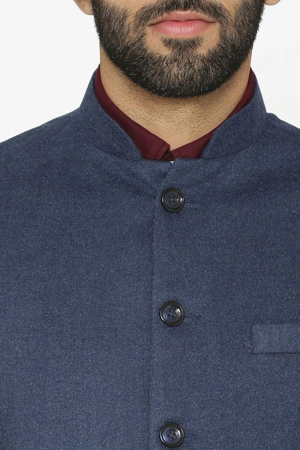 Tweed Wool Blue Modi Nehru Jacket
