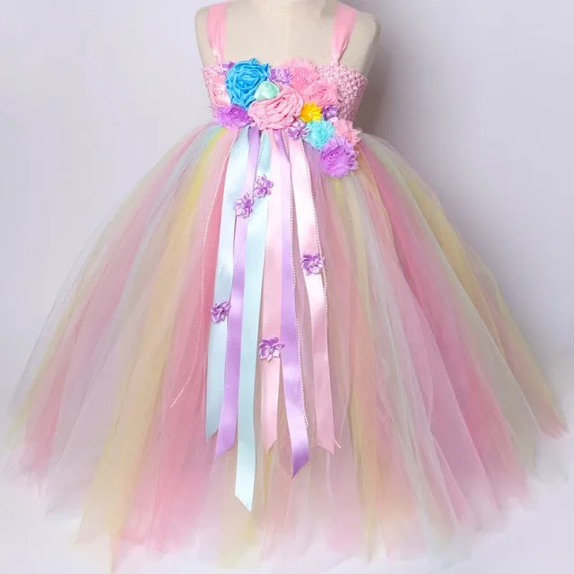 Unicorn Pastel Tulle Party Dress for Girls 1-9 Years old