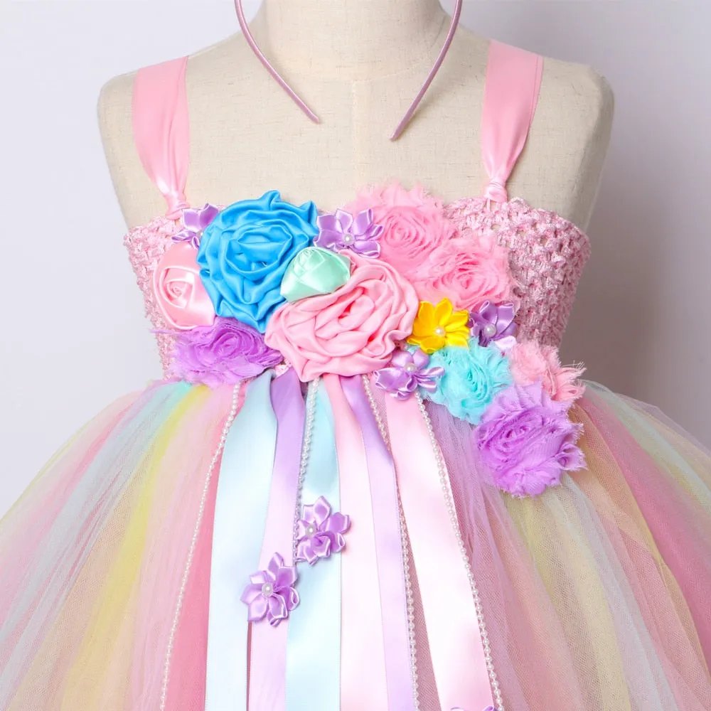 Unicorn Pastel Tulle Party Dress for Girls 1-9 Years old