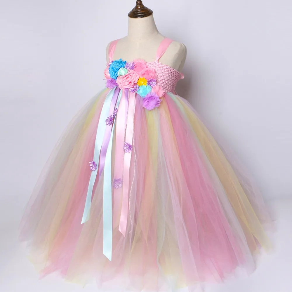 Unicorn Pastel Tulle Party Dress for Girls 1-9 Years old