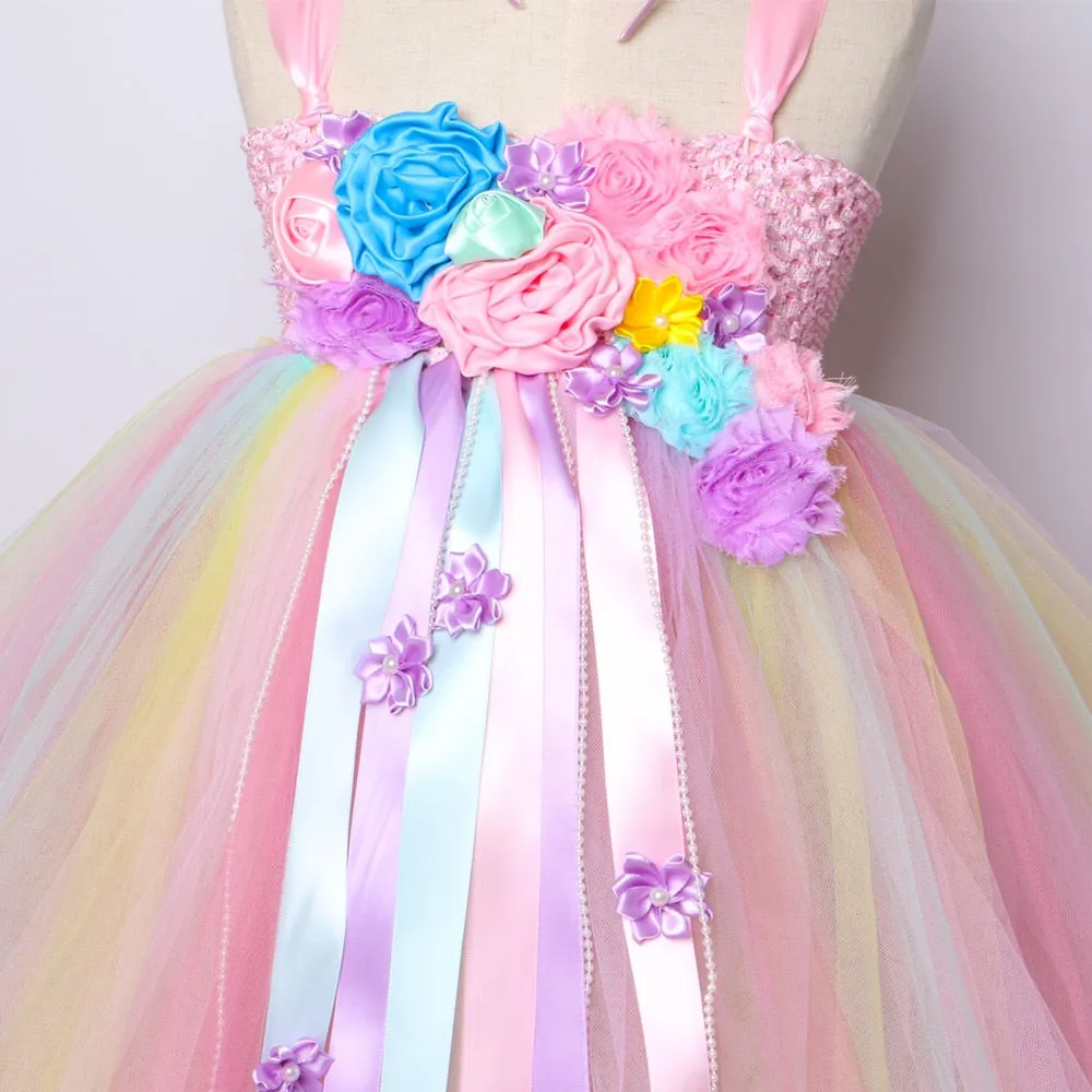Unicorn Pastel Tulle Party Dress for Girls 1-9 Years old