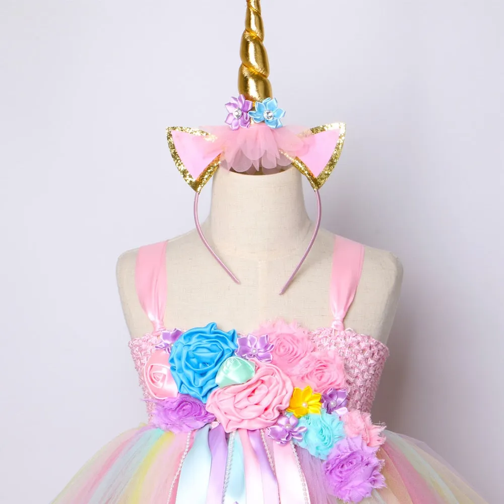 Unicorn Pastel Tulle Party Dress for Girls 1-9 Years old