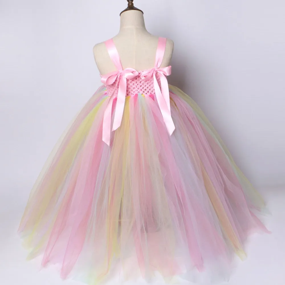 Unicorn Pastel Tulle Party Dress for Girls 1-9 Years old