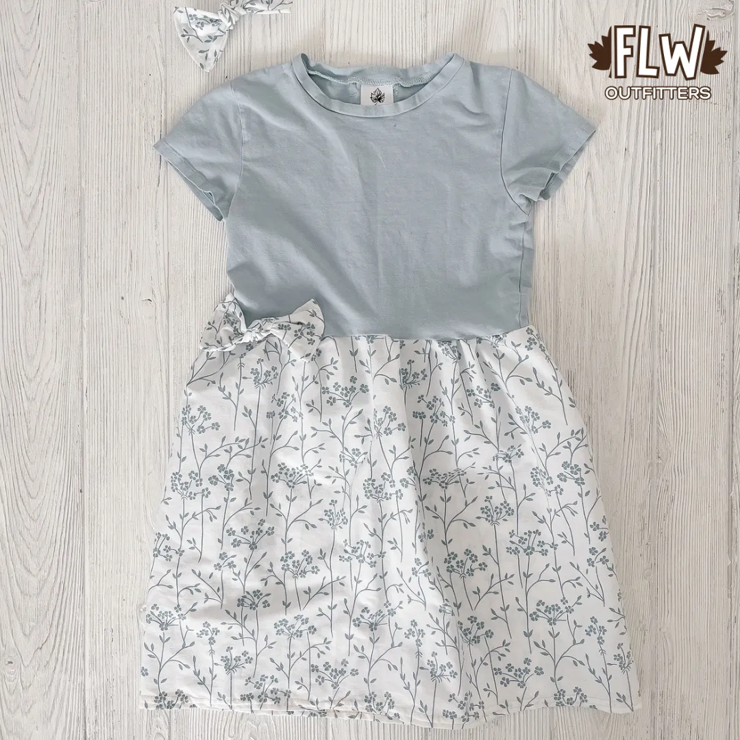 Upcycled Dress 4T-7Y Blue Floral