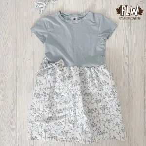 Upcycled Dress 4T-7Y Blue Floral