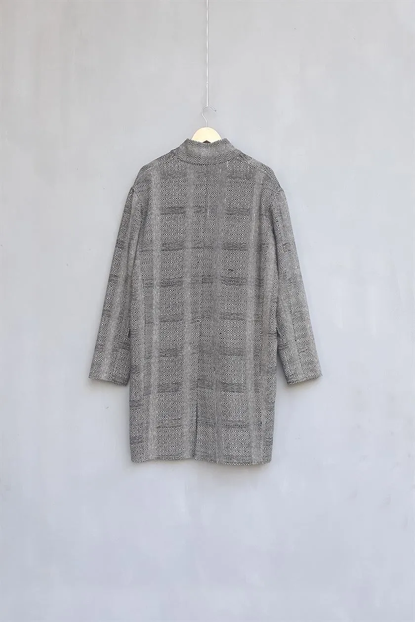 Urvashi Kaur   I   Yohji JACKET PROTO 100% handloom cotton slate TESSELLATE- 40