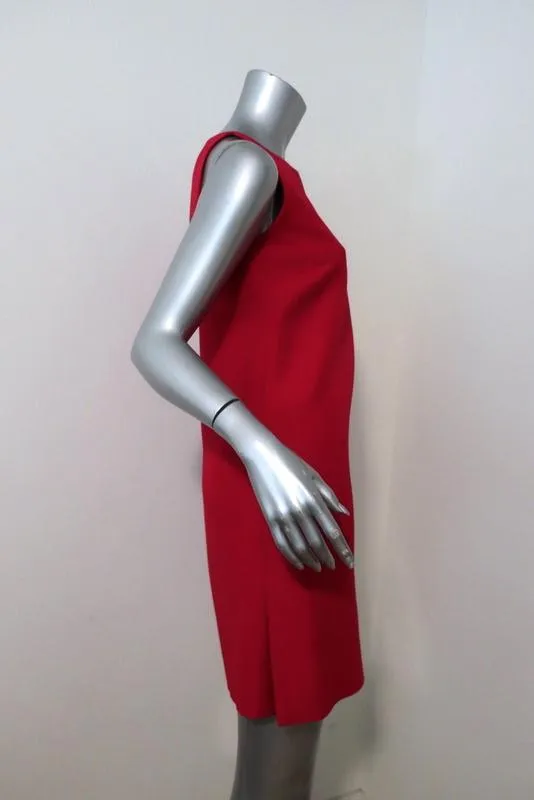 Valentino Mini Dress Red Wool-Silk Crepe Size 2 Boatneck Sleeveless Shift