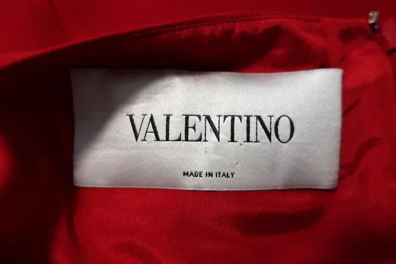 Valentino Mini Dress Red Wool-Silk Crepe Size 2 Boatneck Sleeveless Shift