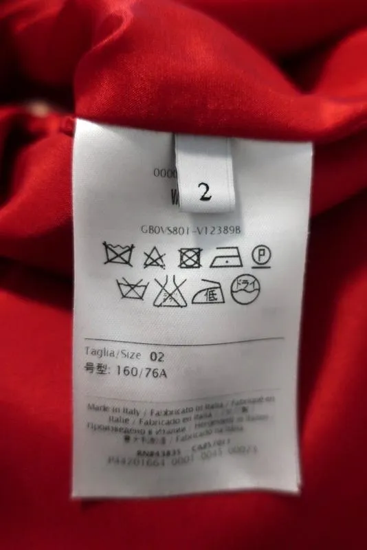 Valentino Mini Dress Red Wool-Silk Crepe Size 2 Boatneck Sleeveless Shift