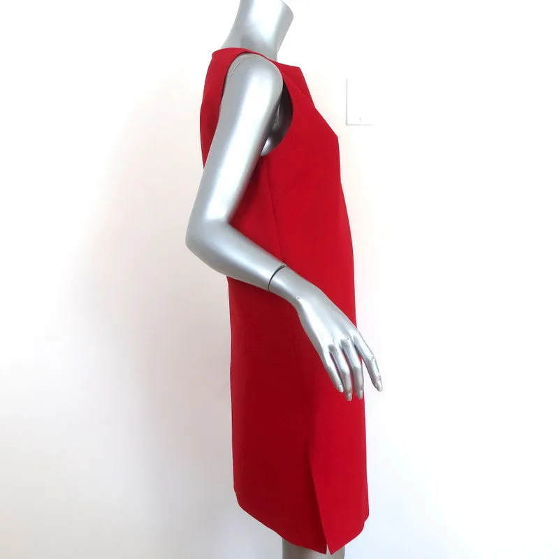 Valentino Mini Dress Red Wool-Silk Crepe Size 8 Boatneck Sleeveless Shift