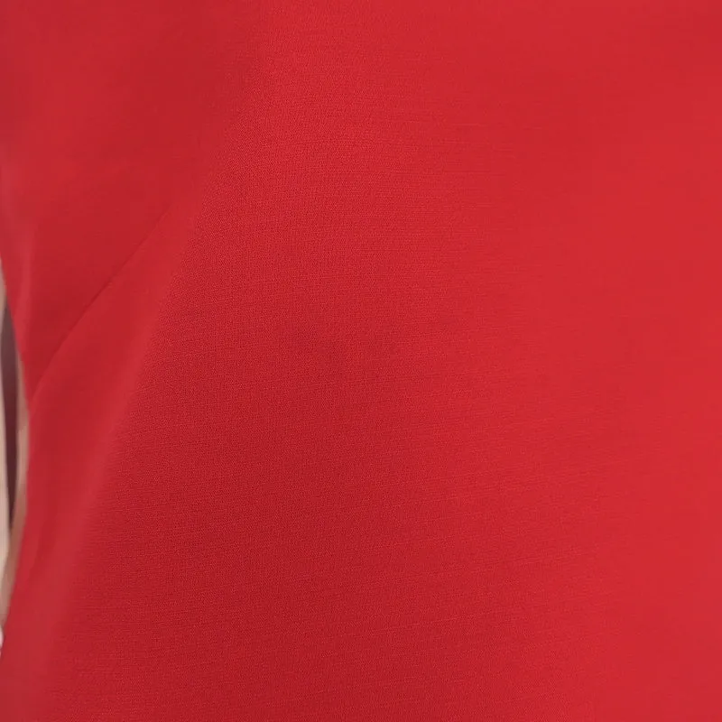 Valentino Mini Dress Red Wool-Silk Crepe Size 8 Boatneck Sleeveless Shift