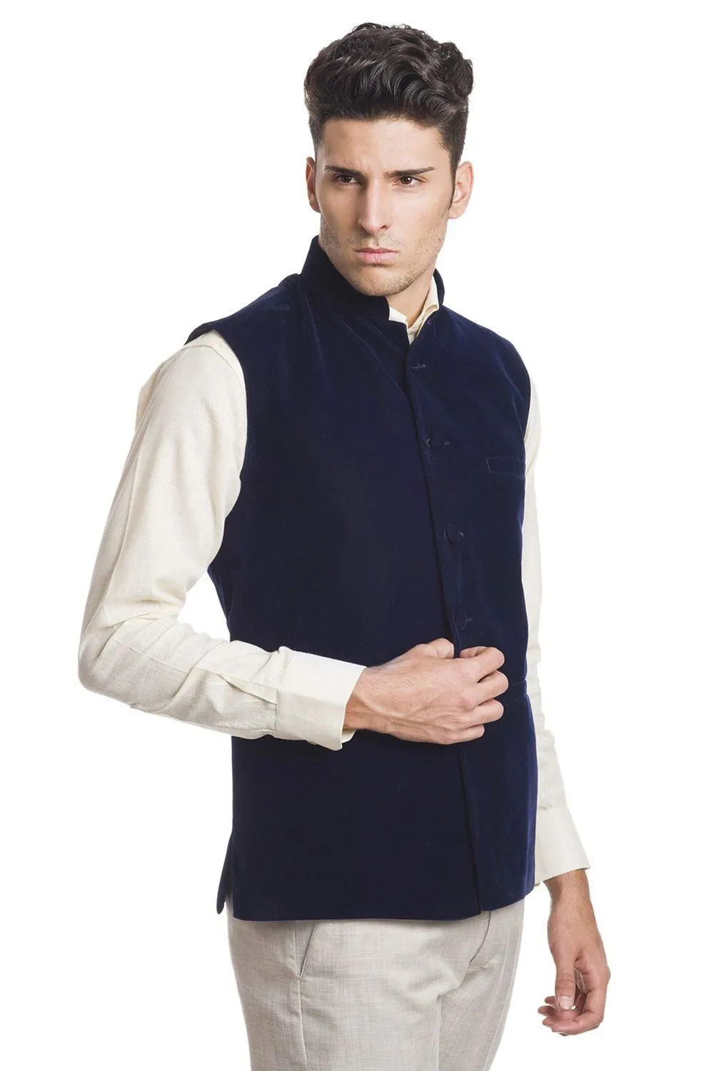 Velvet Blue Modi Nehru Jacket
