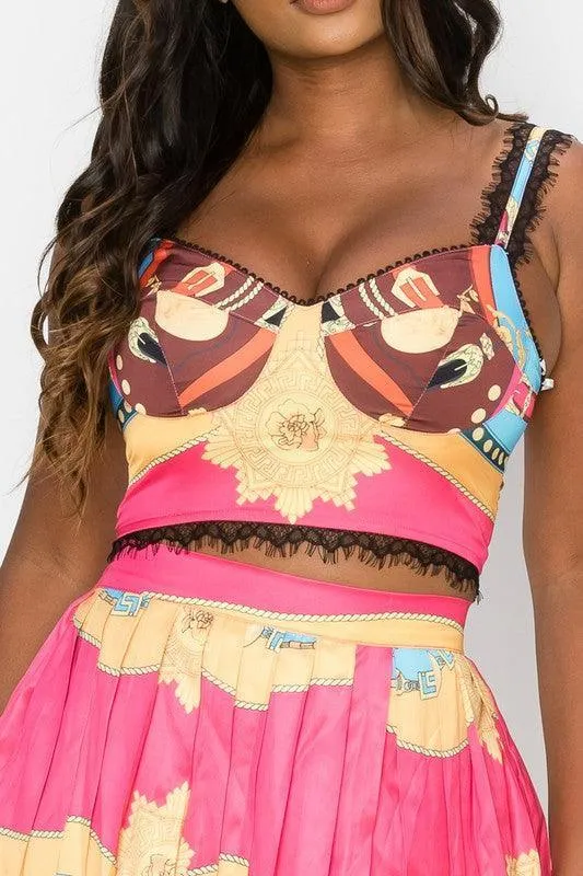 VERCASE PRINT MINI SKIRT SET