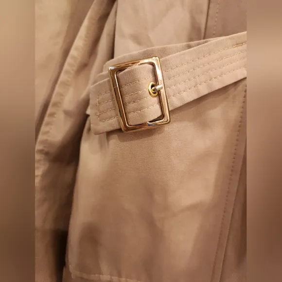 VIA SPIGA Classic Tan Double-Breasted Women's Rain Trench Coat Jacket