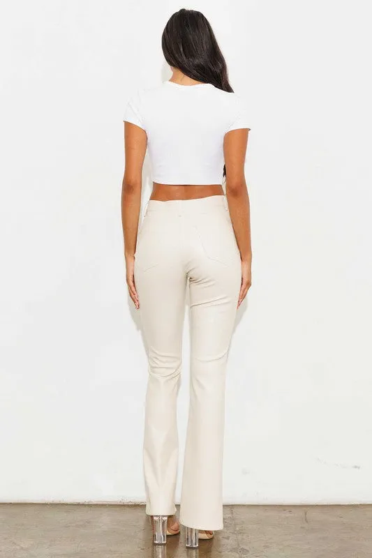 Vibrant M.i.U Vegan Leather Front Slit Bootcut
