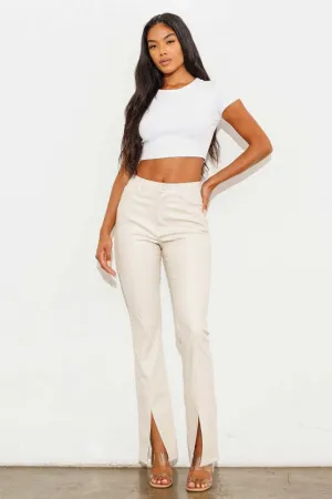 Vibrant M.i.U Vegan Leather Front Slit Bootcut