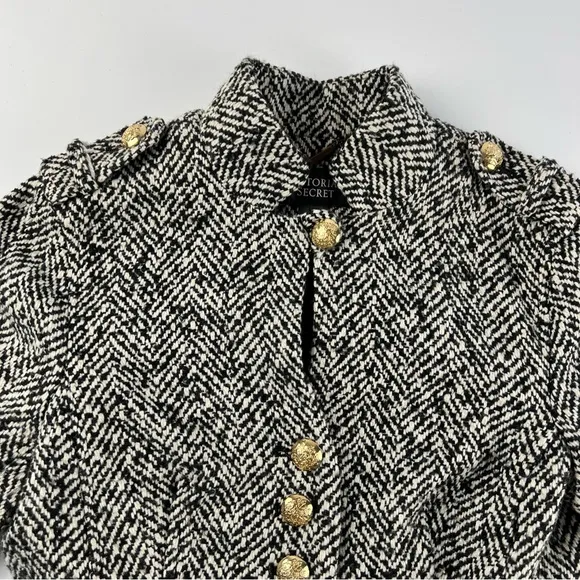 Victoria’s Secret Tweed Pea Coat Size 0 Black snd White Wool Blend Jacket