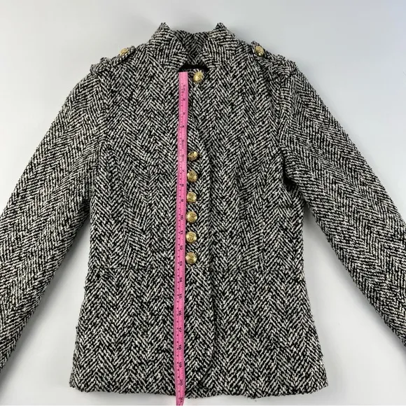 Victoria’s Secret Tweed Pea Coat Size 0 Black snd White Wool Blend Jacket
