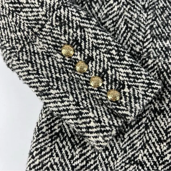 Victoria’s Secret Tweed Pea Coat Size 0 Black snd White Wool Blend Jacket
