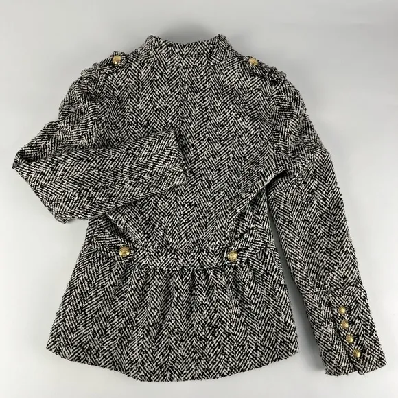 Victoria’s Secret Tweed Pea Coat Size 0 Black snd White Wool Blend Jacket