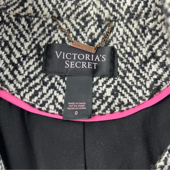 Victoria’s Secret Tweed Pea Coat Size 0 Black snd White Wool Blend Jacket