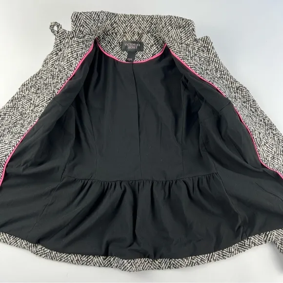 Victoria’s Secret Tweed Pea Coat Size 0 Black snd White Wool Blend Jacket