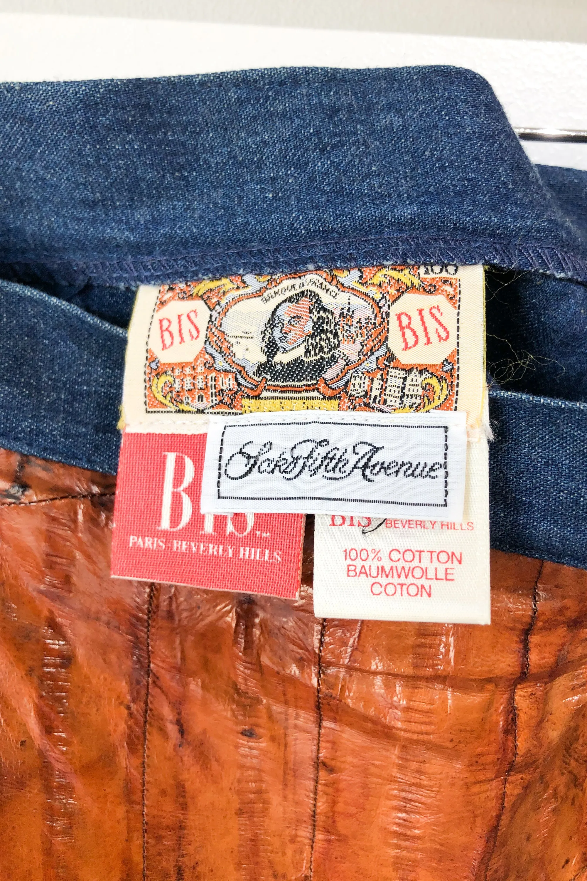 Vintage Bis Bis Saks Eel Panel Denim Prairie Skirt
