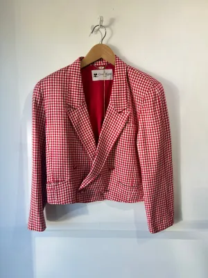 Vintage Courreges Red Gingham Cropped Suit Jacket
