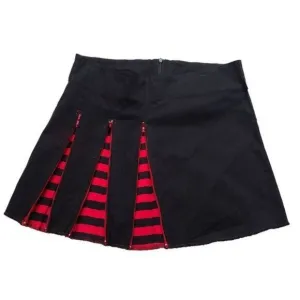 Vintage Emily the Strange Pleated Skirt, Zippers, Striped, Black, Size 7