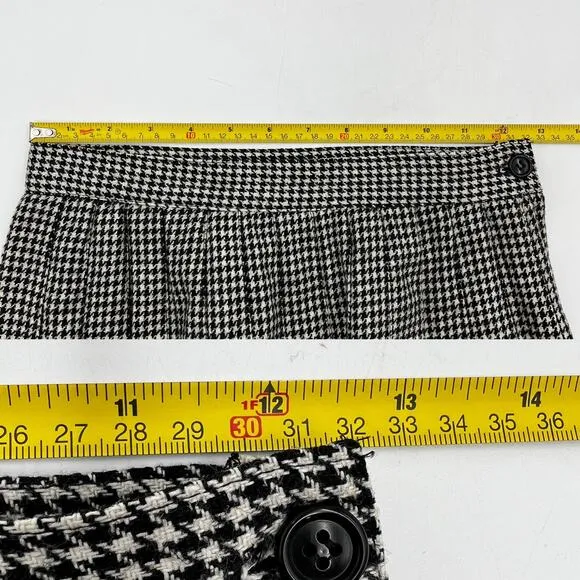 Vintage Houndstooth Wool Pleated Skirt Clifford &amp; Wills Black White