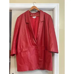 Vintage Lauren Alexandra Leather Jacket - Red - 22 1/2W