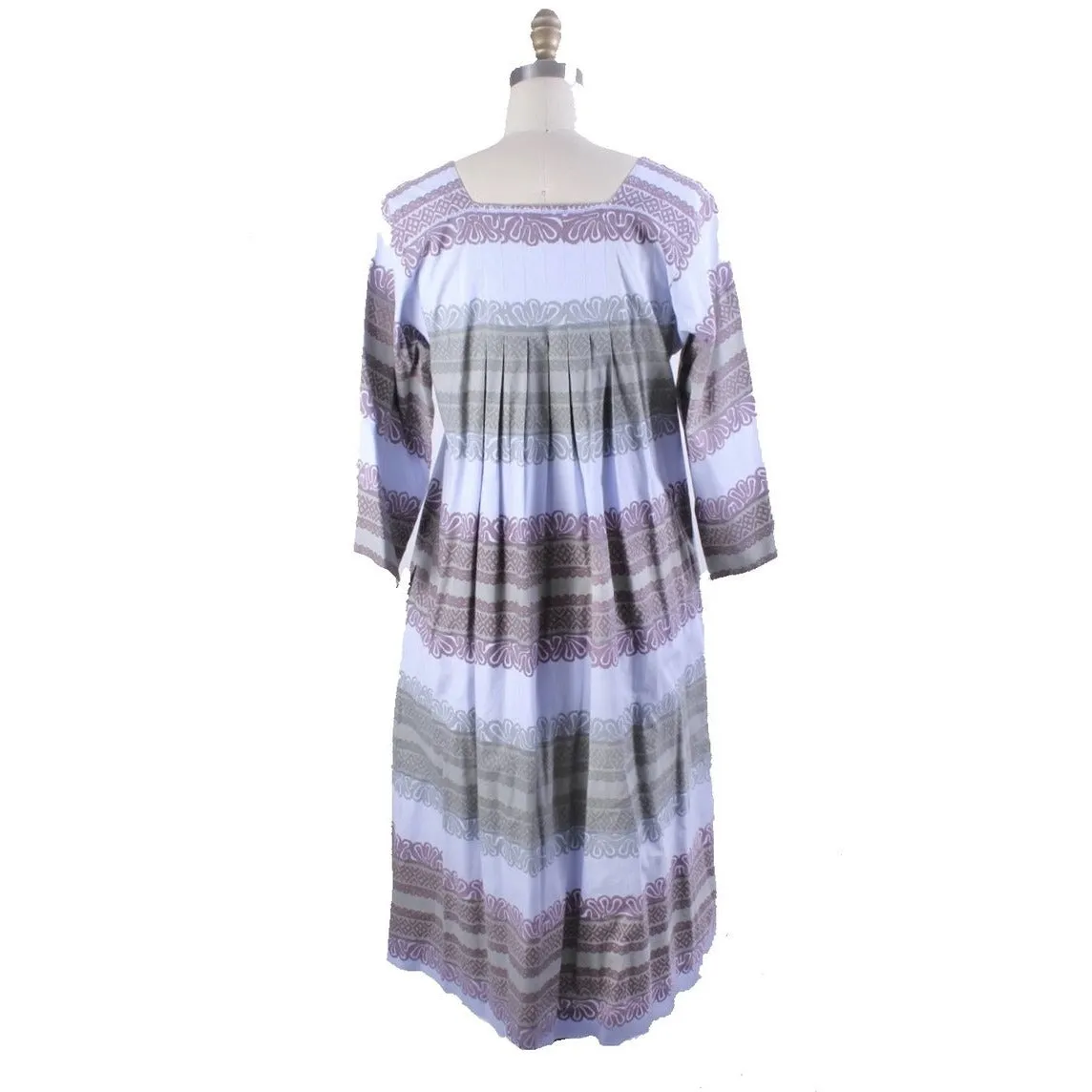 Vintage Marimekko Cotton Printed Tiki  A line Dress M Lavender Green 1960s