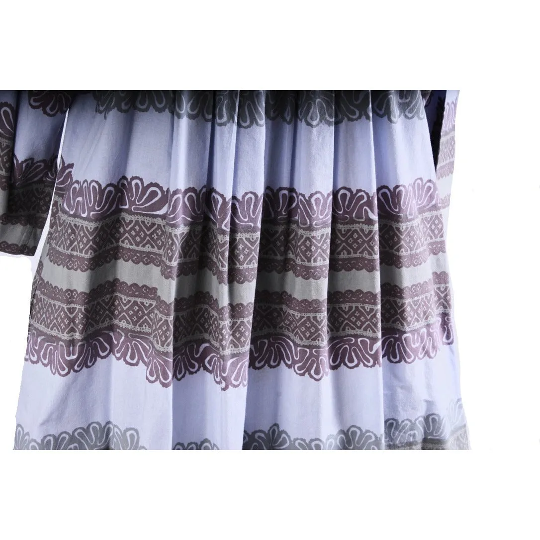 Vintage Marimekko Cotton Printed Tiki  A line Dress M Lavender Green 1960s