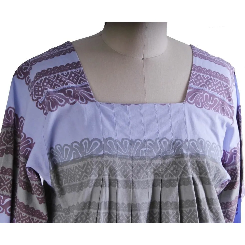 Vintage Marimekko Cotton Printed Tiki  A line Dress M Lavender Green 1960s