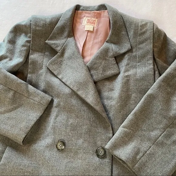Vintage Mister Leonard Pure Virgin Wool Jacket Coat Dark Academia Gray Size 10