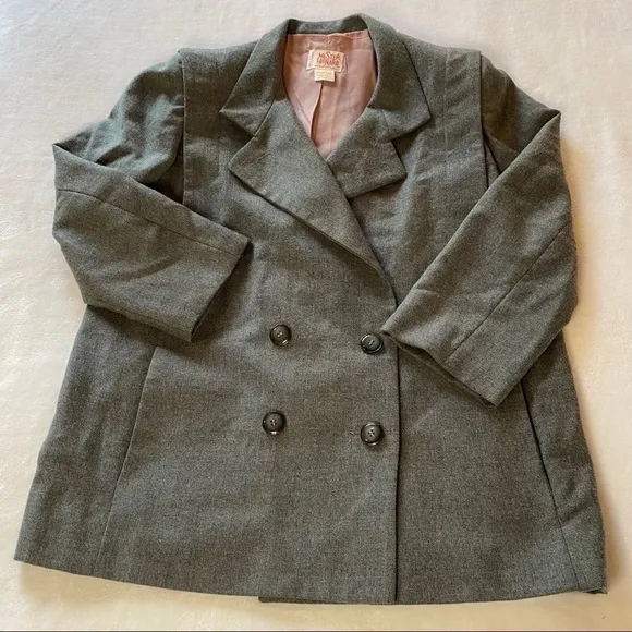 Vintage Mister Leonard Pure Virgin Wool Jacket Coat Dark Academia Gray Size 10