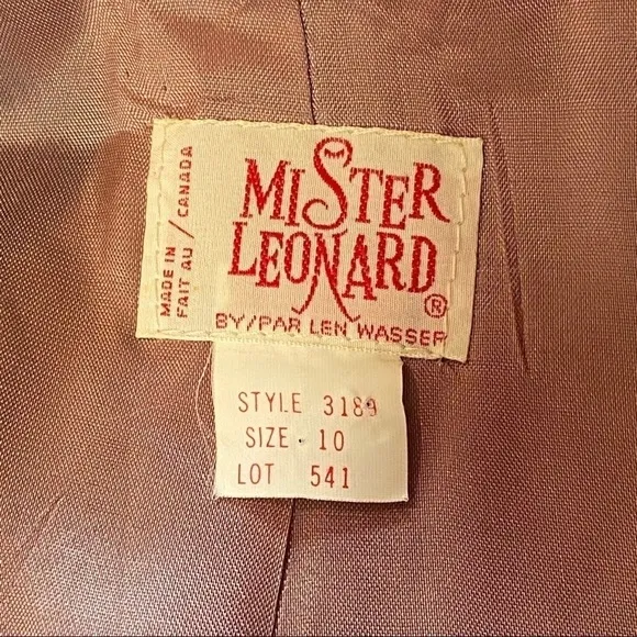 Vintage Mister Leonard Pure Virgin Wool Jacket Coat Dark Academia Gray Size 10