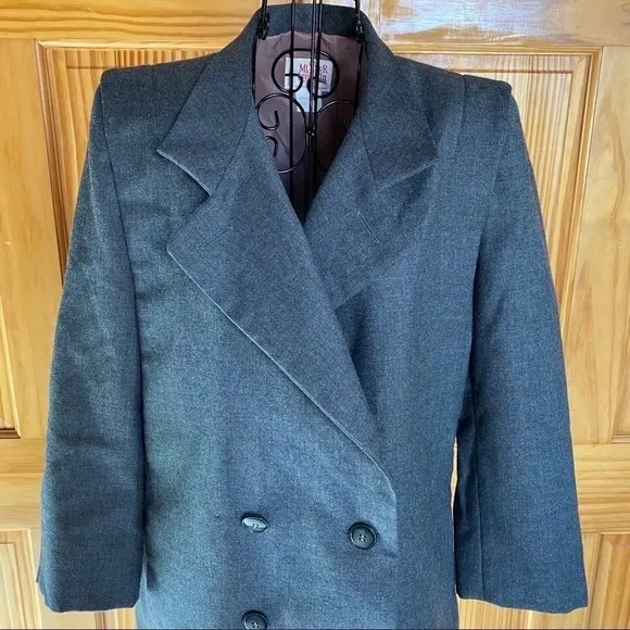 Vintage Mister Leonard Pure Virgin Wool Jacket Coat Dark Academia Gray Size 10