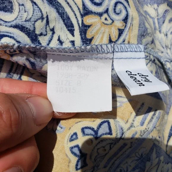 Vintage Pendleton Cream and Blue Baroque Print 2PC Set Size 4*