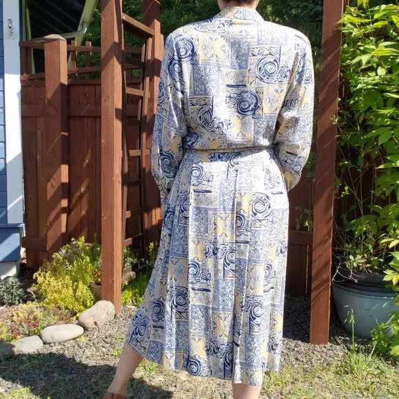 Vintage Pendleton Cream and Blue Baroque Print 2PC Set Size 4*