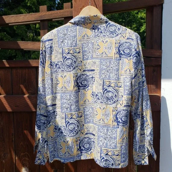 Vintage Pendleton Cream and Blue Baroque Print 2PC Set Size 4*
