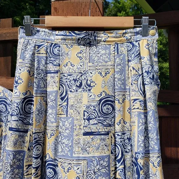 Vintage Pendleton Cream and Blue Baroque Print 2PC Set Size 4*