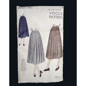 Vintage Sewing Vogue Pattern #6951 Skirt 1940s- 1950s