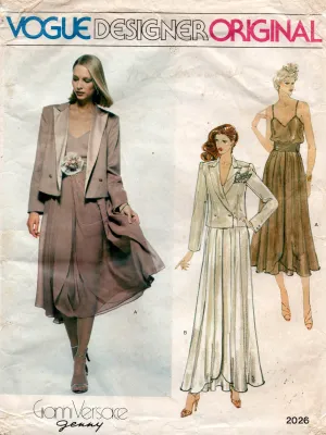 Vogue Designer Original 2026 GIANNI VERSACE Womens Evening Jacket Camisole Skirt & Cummerbund 1970s Vintage Sewing Pattern Size 10 UNCUT Factory Folded