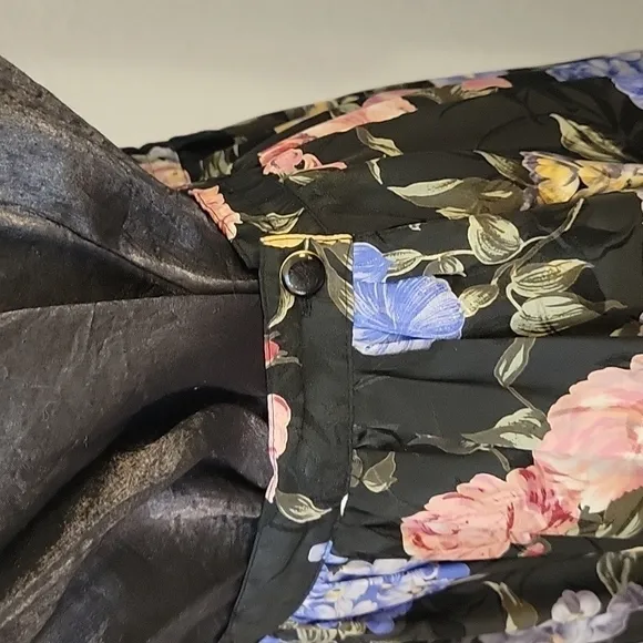 VTG Leslie Fay 1970s Impressionist Floral Satin Maxi Skirt Size 12