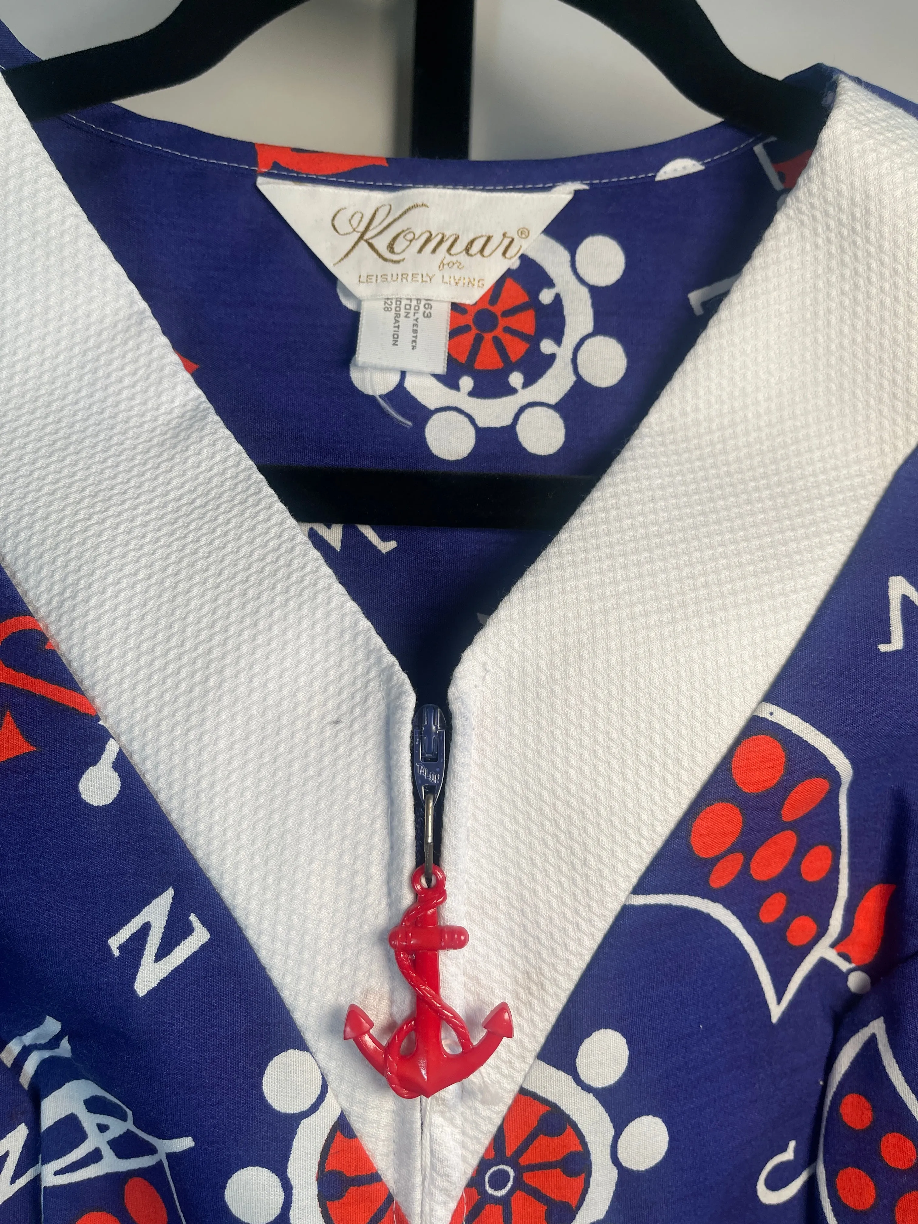 Vtg New OLD STORE Stock 1970s Summer Shift Nautical Novelty Print Dress  CUTE!