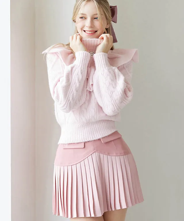 [Warehouse Sale] J.Jane Heart Shape Pleats Skirt - Pink