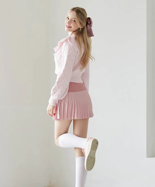[Warehouse Sale] J.Jane Heart Shape Pleats Skirt - Pink